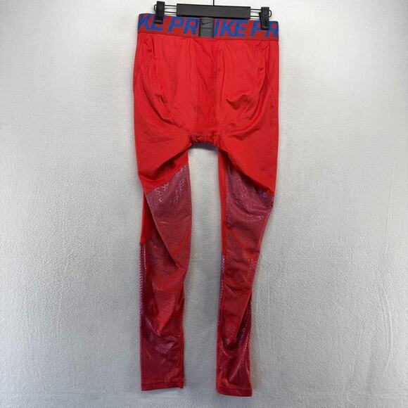 Nike Pro Compression Tights Men's XL Red Training Workout Lifting Full Length - Picture 6 of 9